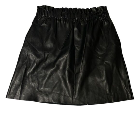 Zara Black Paperbag Waist Pull-On Mini Skirt Size Small - Picture 2 of 6